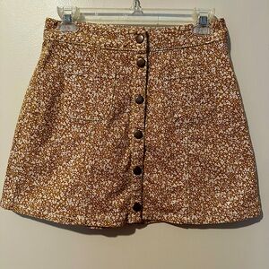Tan floral print Jean mini skirt